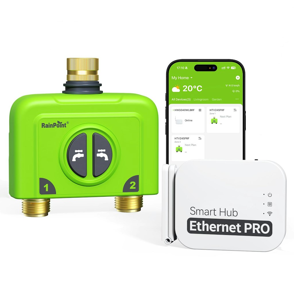 Rainpoint WiFi 2-Zone Brass Outlet Timer w/ Ethernet Hub: $100 w/ Prime