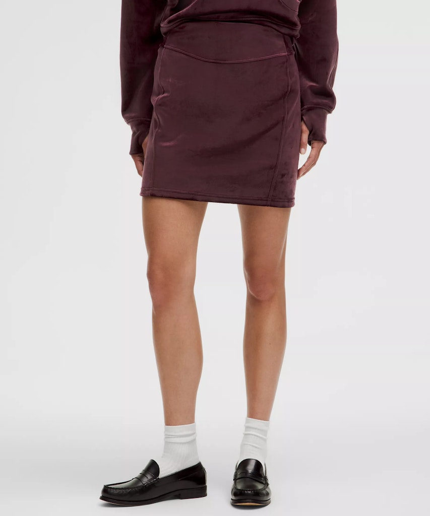lululemon Scuba Mid-Rise Velvet Mini Skirt: $14