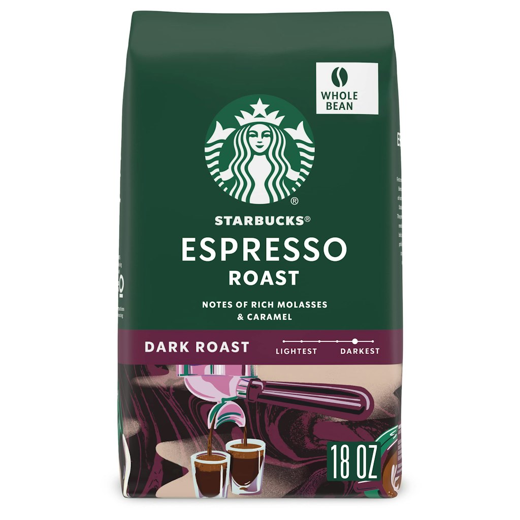 Starbucks Espresso Roast Dark Roast Whole Bean Coffee, 18 oz.: $12