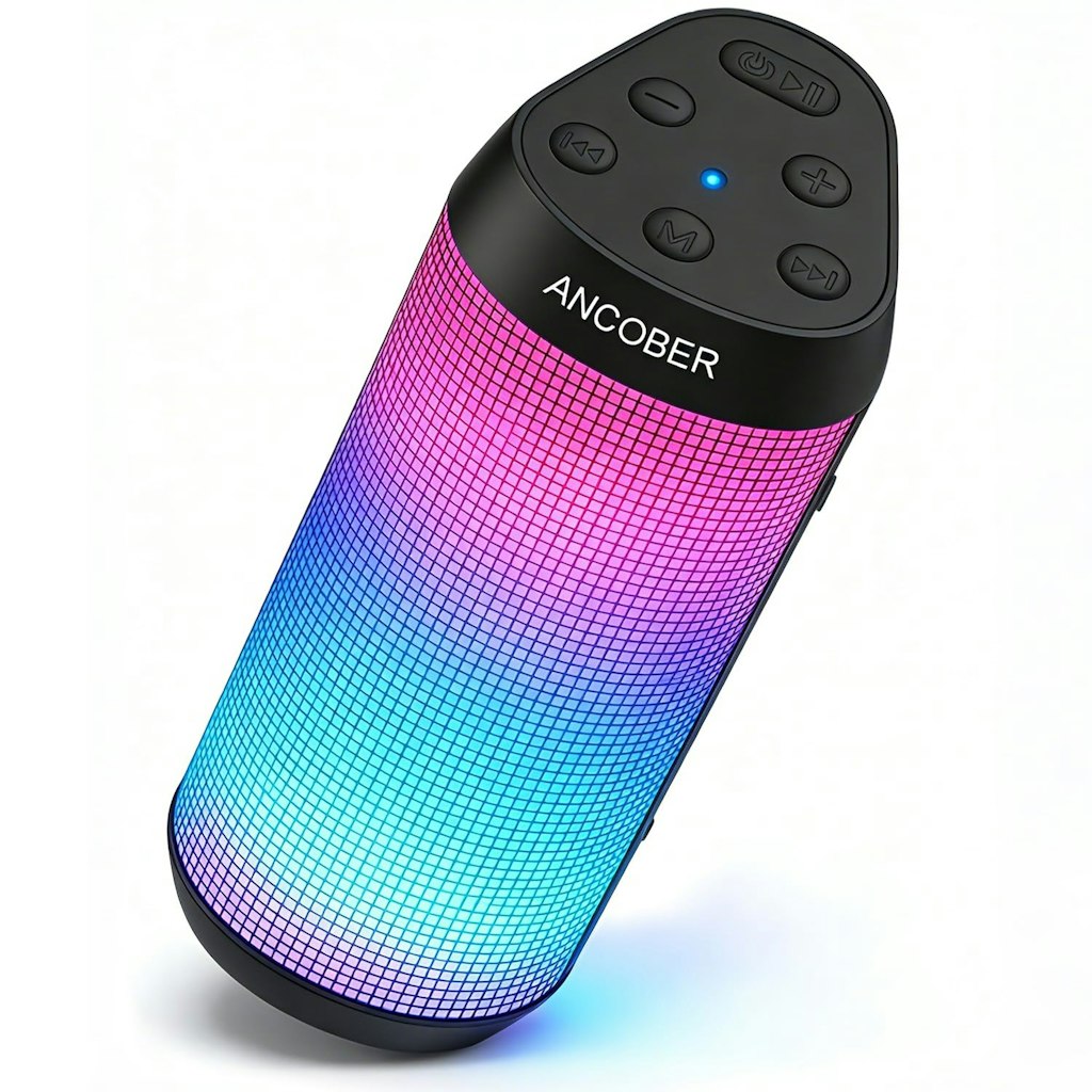 ANCOBER Portable Bluetooth Speaker w/ LED Light Show: $17