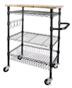 Rubbermaid 3-Tier Rolling Utility Cart w/ Solid Wood Top for $36 + free shipping