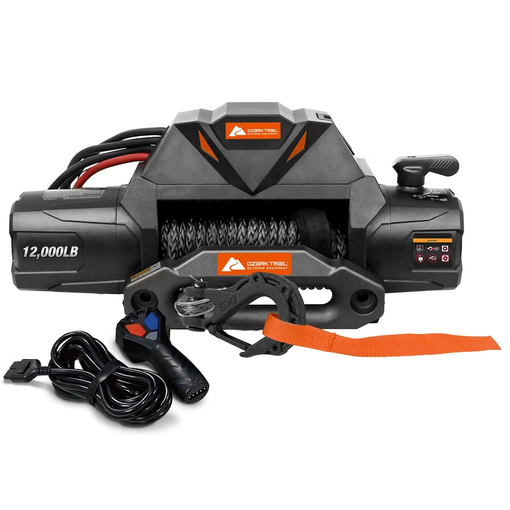 Ozark Trail 12,000 lb. Electric Truck Winch w/ 82-Foot Synthetic Rope: $239