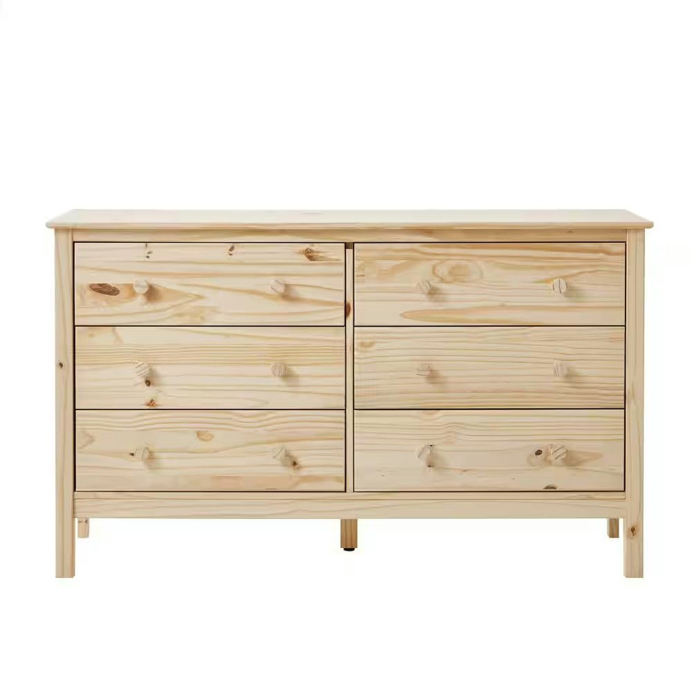 StyleWell Unfinished Solid Pine 6-Drawer 54" Dresser: $280