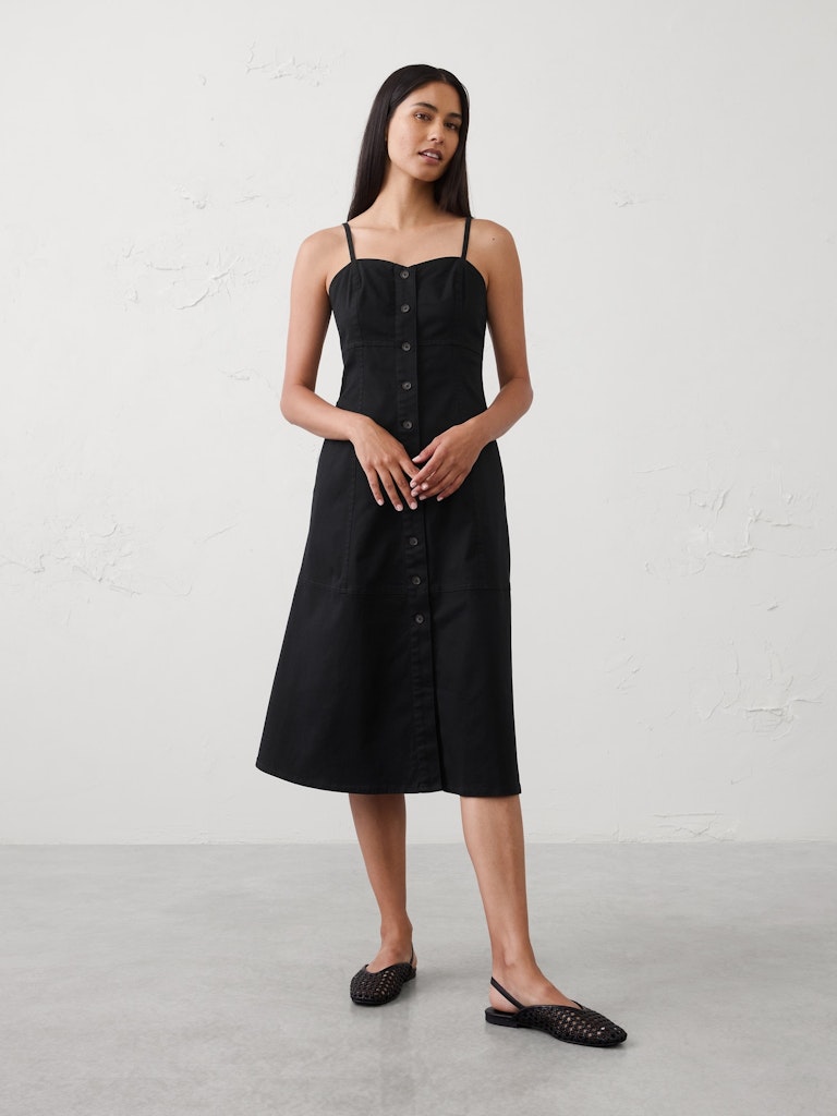 Corset Button-Down Midi Dress: $70 Corset Button-Down Midi Dress: $70