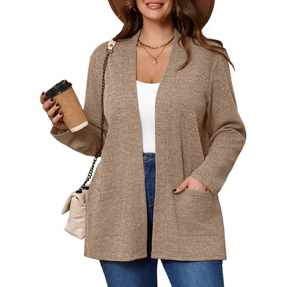 Showmall Women's Plus Size Open Front Cardigan: $19.77 Showmall Women's Plus Size Open Front Cardigan: $19.77