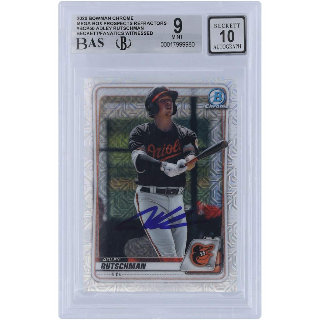 Adley Rutschman Baltimore Orioles Autographed 2020 Bowman Chrome Prospects Refractor Card: $149.99 Adley Rutschman Baltimore Orioles Autographed 2020 Bowman Chrome Prospects Refractor Card: $149.99