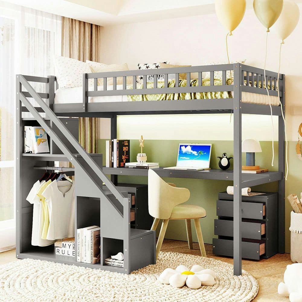 Twin Size Wood Loft Bed with Storage Staircase, Desk, and 2 Chest of Drawers: $669.99 Twin Size Wood Loft Bed with Storage Staircase, Desk, and 2 Chest of Drawers: $669.99