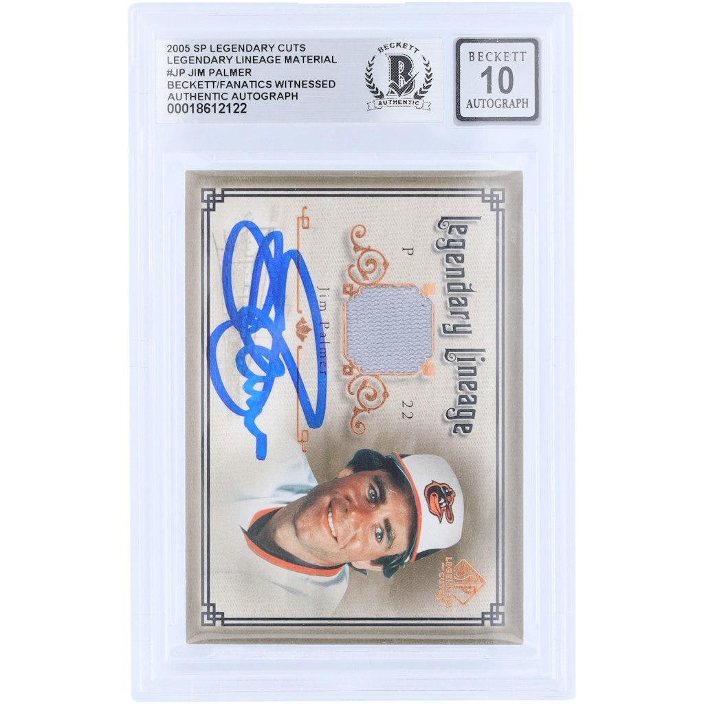 Jim Palmer Baltimore Orioles Autographed 2005 Upper Deck SP Legendary Cuts Relic Card: $219.99 Jim Palmer Baltimore Orioles Autographed 2005 Upper Deck SP Legendary Cuts Relic Card: $219.99