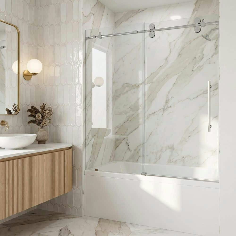 Elan 60x66-Inch Frameless Sliding Tub Door: $784.90