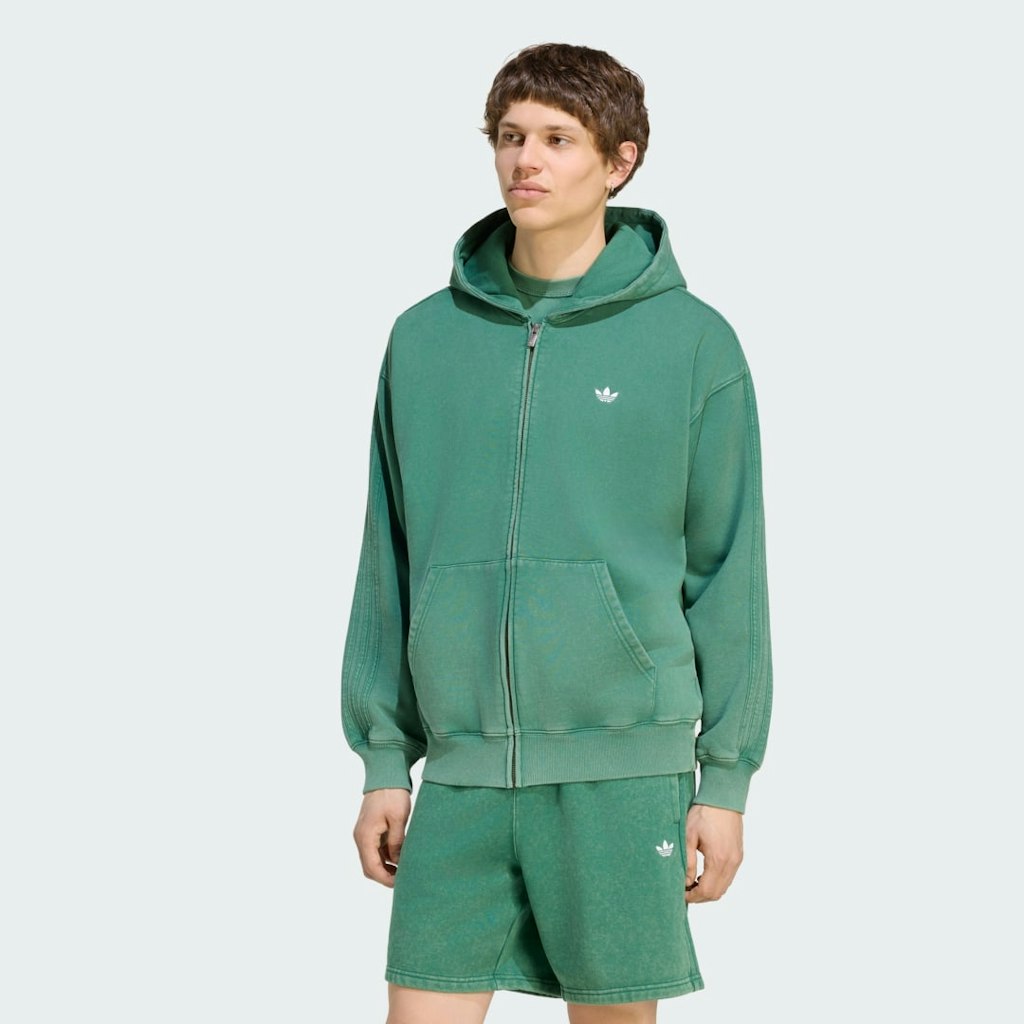 Trefoil Essentials Washed Full-Zip Loose Hoodie: $70 Trefoil Essentials Washed Full-Zip Loose Hoodie: $70