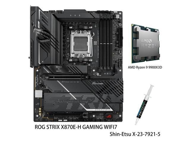 Asus ROG Strix X870E-H Gaming WiFi7 Motherboard and AMD Ryzen 9 9900X3D CPU Combo: $1,729.99 Asus ROG Strix X870E-H Gaming WiFi7 Motherboard and AMD Ryzen 9 9900X3D CPU Combo: $1,729.99