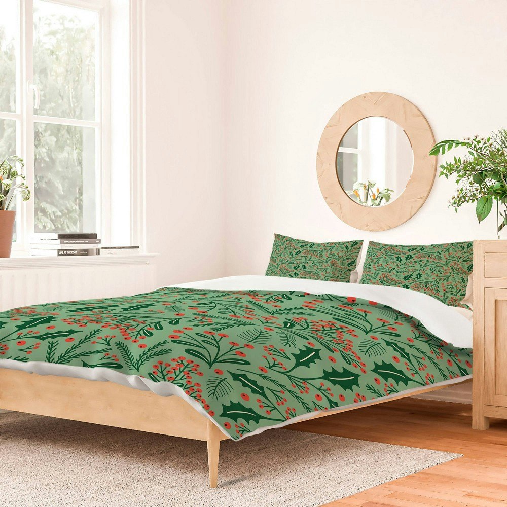 Deny Designs Carriecantwell Winter Holiday Floral Duvet Cover and Pillow Sham Set: $229.99 Deny Designs Carriecantwell Winter Holiday Floral Duvet Cover and Pillow Sham Set: $229.99