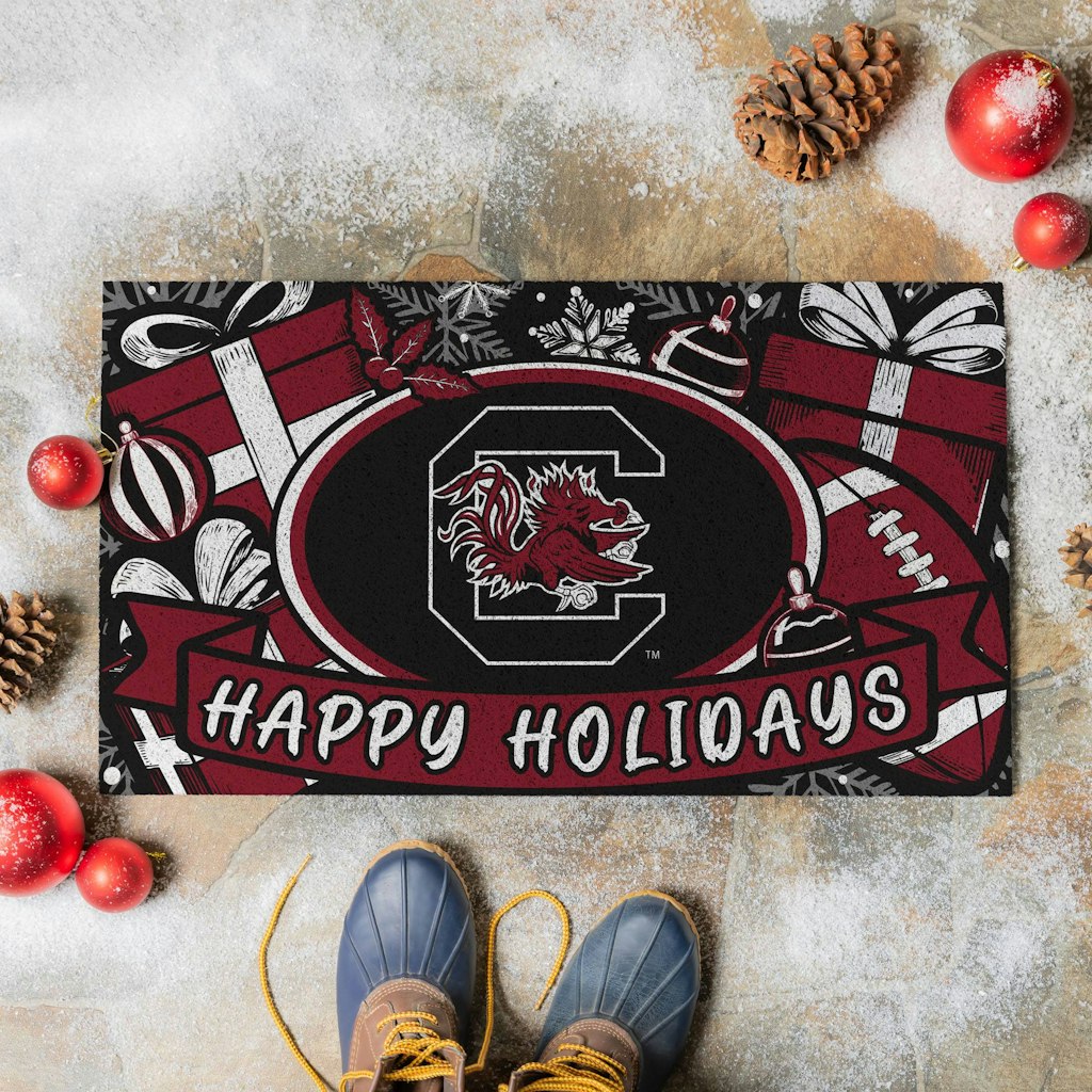 South Carolina Gamecocks 28" x 16" Holiday Turf Door Mat: $39.99 South Carolina Gamecocks 28" x 16" Holiday Turf Door Mat: $39.99