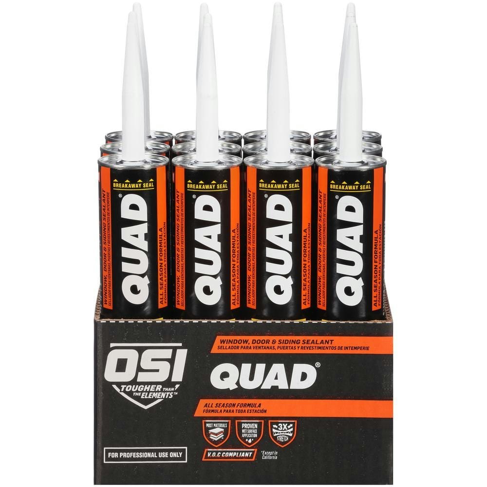 Quad Advanced 10-oz. Window, Door, and Siding Caulk 12-Pack: $113.76