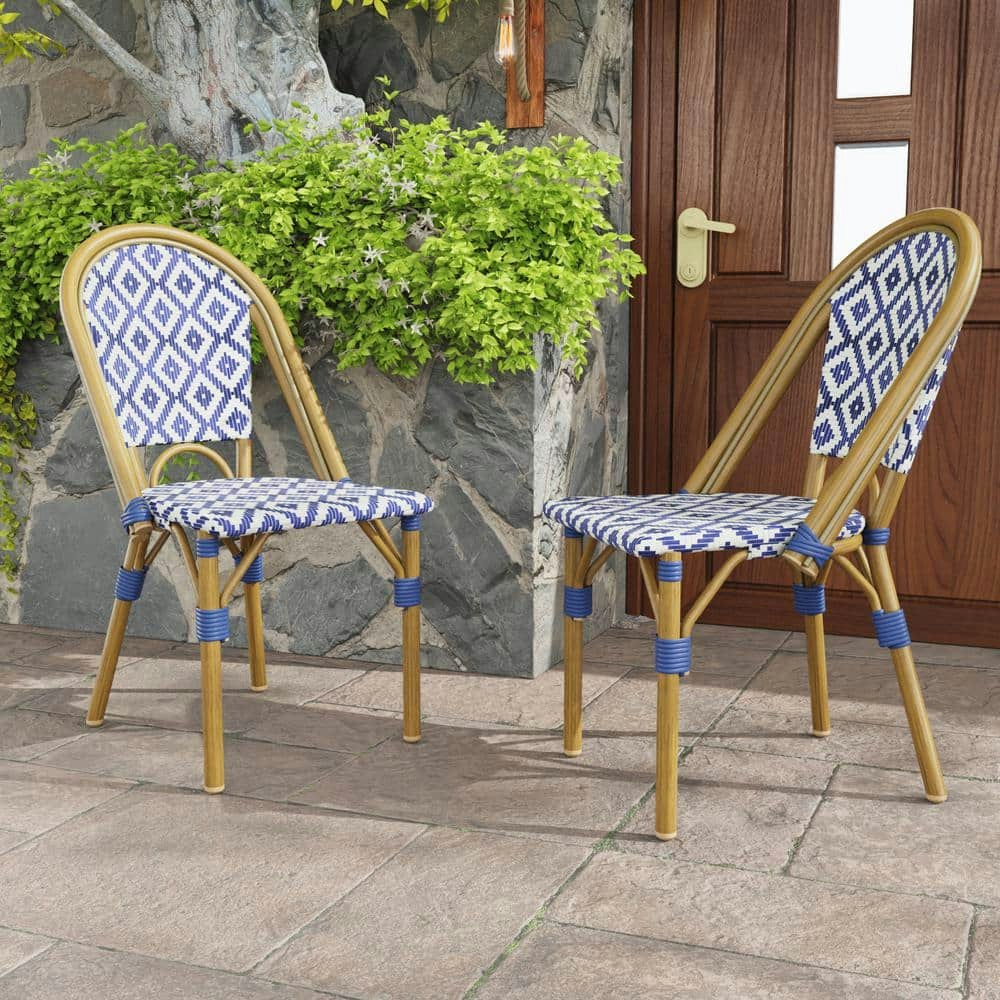 French Wicker and Aluminum Armless Patio Dining Chair 2-Pack: $188 French Wicker and Aluminum Armless Patio Dining Chair 2-Pack: $188