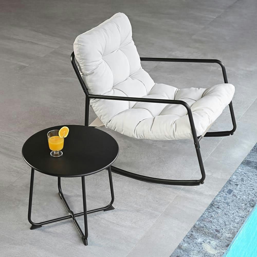 Iron Patio Chat Set with Side Table and 2 Rocking Chairs: $138