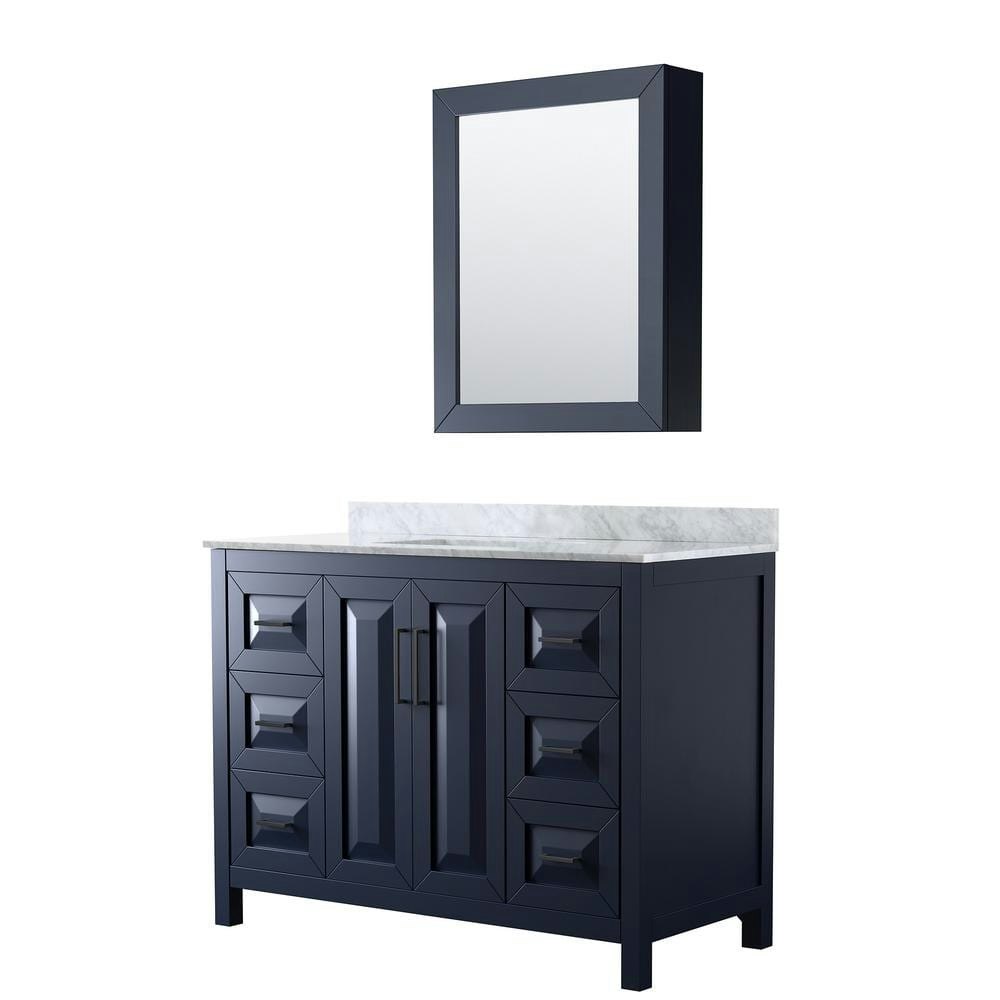 Daria 48-Inch Single Bath Vanity with Carrara Marble Top and Medicine Cabinet Mirror: $1,622.95 Daria 48-Inch Single Bath Vanity with Carrara Marble Top and Medicine Cabinet Mirror: $1,622.95