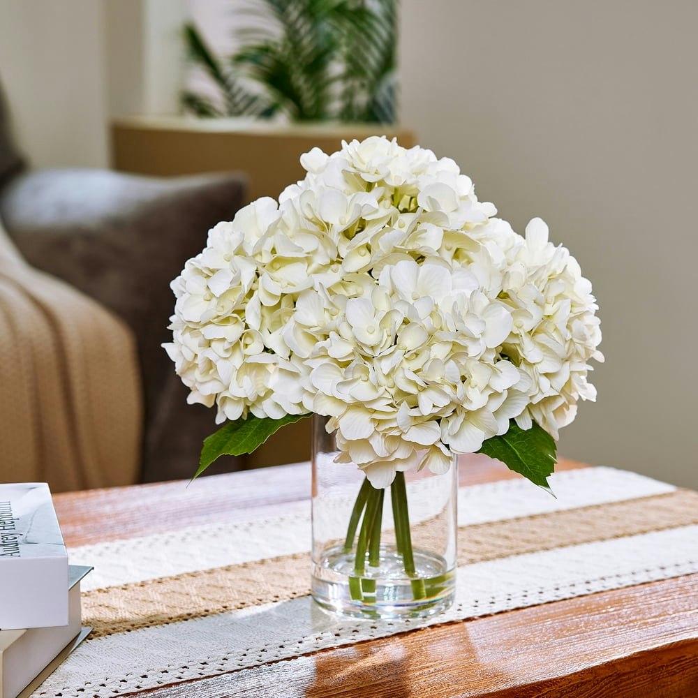 Dr. Planzen 13-inch Artificial Hydrangea in Glass Vase: $24.99 Dr. Planzen 13-inch Artificial Hydrangea in Glass Vase: $24.99