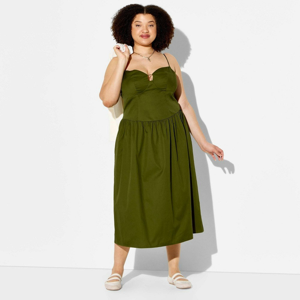 Wild Fable Women's Keyhole Poplin Midi Dress: $40 Wild Fable Women's Keyhole Poplin Midi Dress: $40