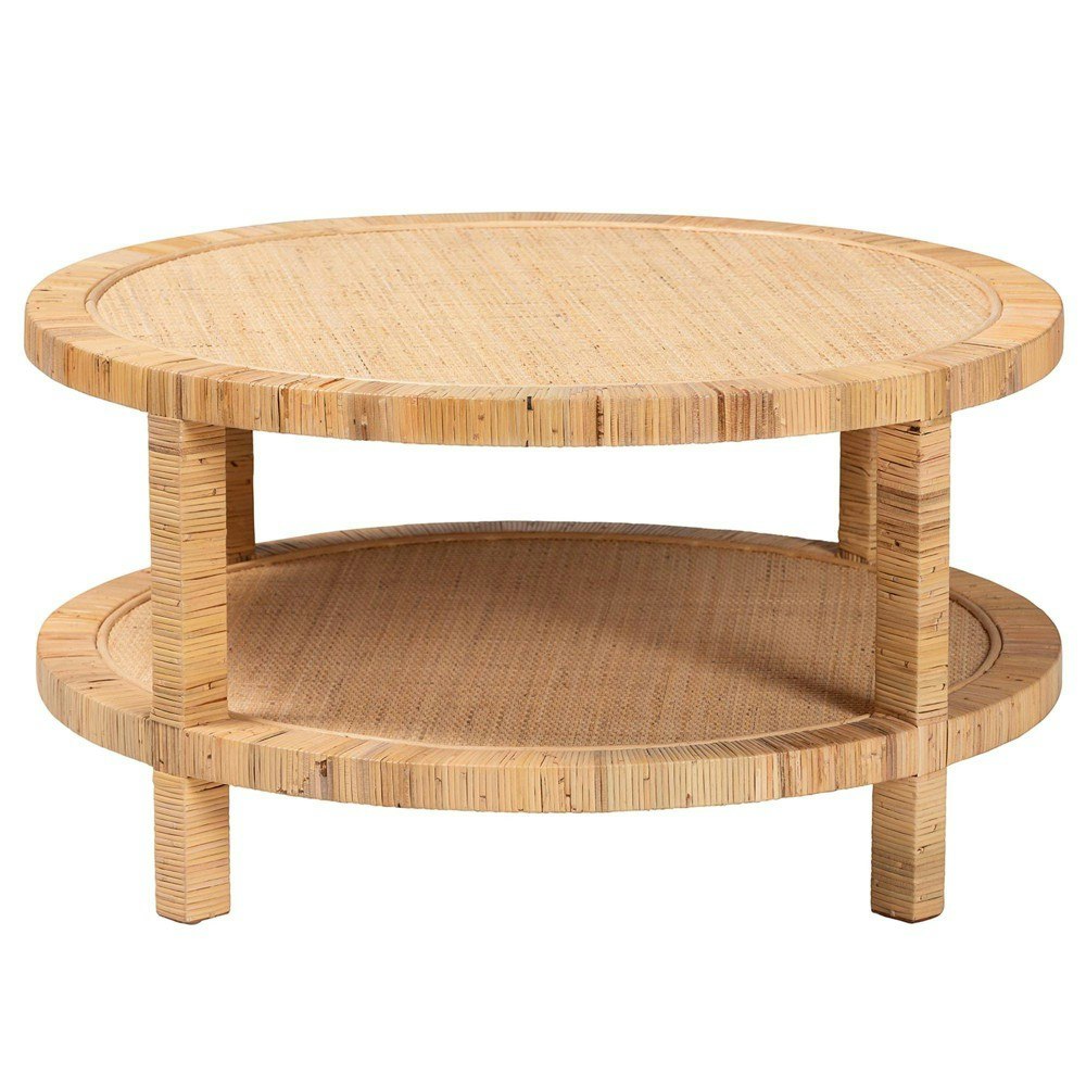 Bali & Pari Kalimantan Rattan and Mahogany Wood Coffee Table: $616.99