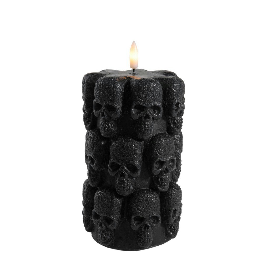LumiPur 3.5"x6" Flameless LED Wax Skull Pillar Candle: $19.99