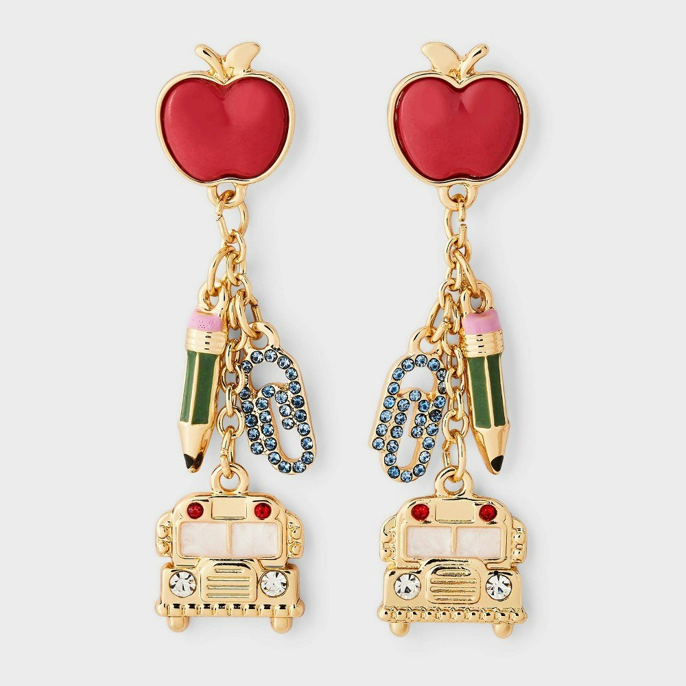 Apple Pencil and School Bus Earrings: $10 Apple Pencil and School Bus Earrings: $10