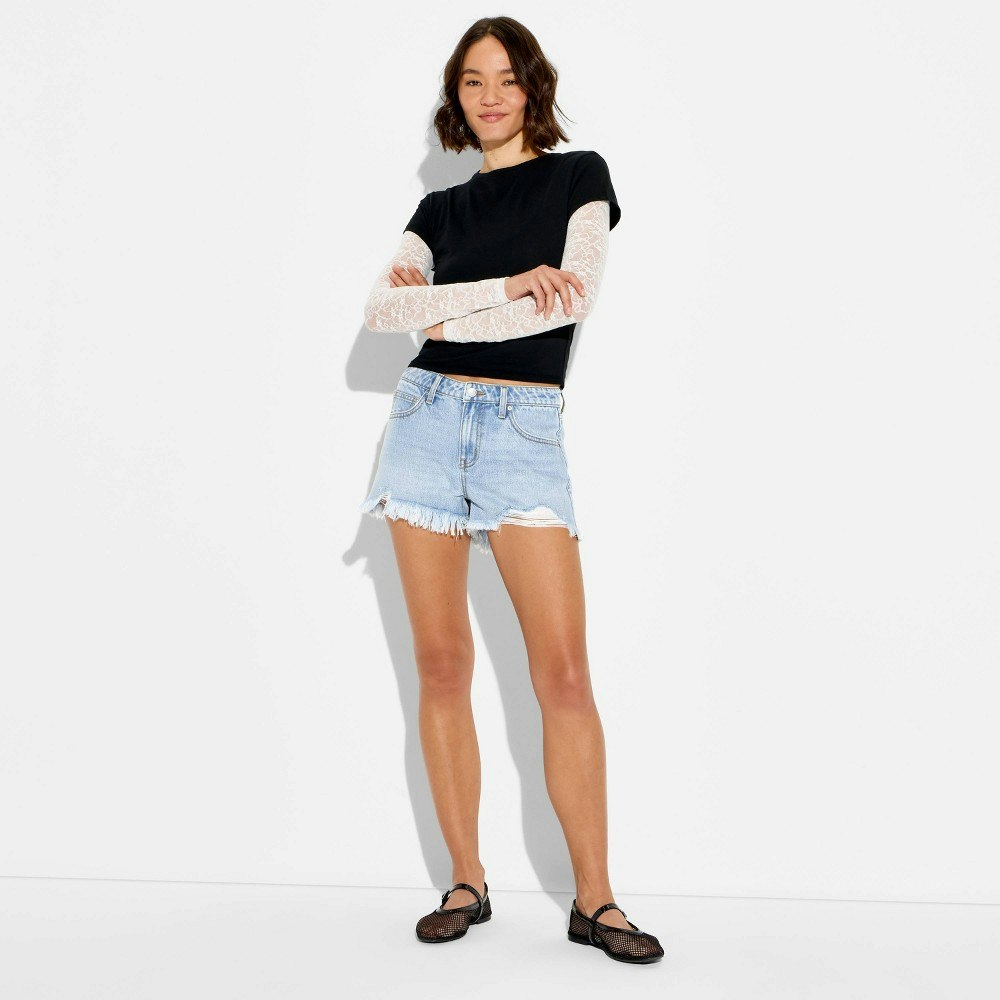 Wild Fable Women's Mid-Rise Denim Cut-Off Shorts: $20 Wild Fable Women's Mid-Rise Denim Cut-Off Shorts: $20