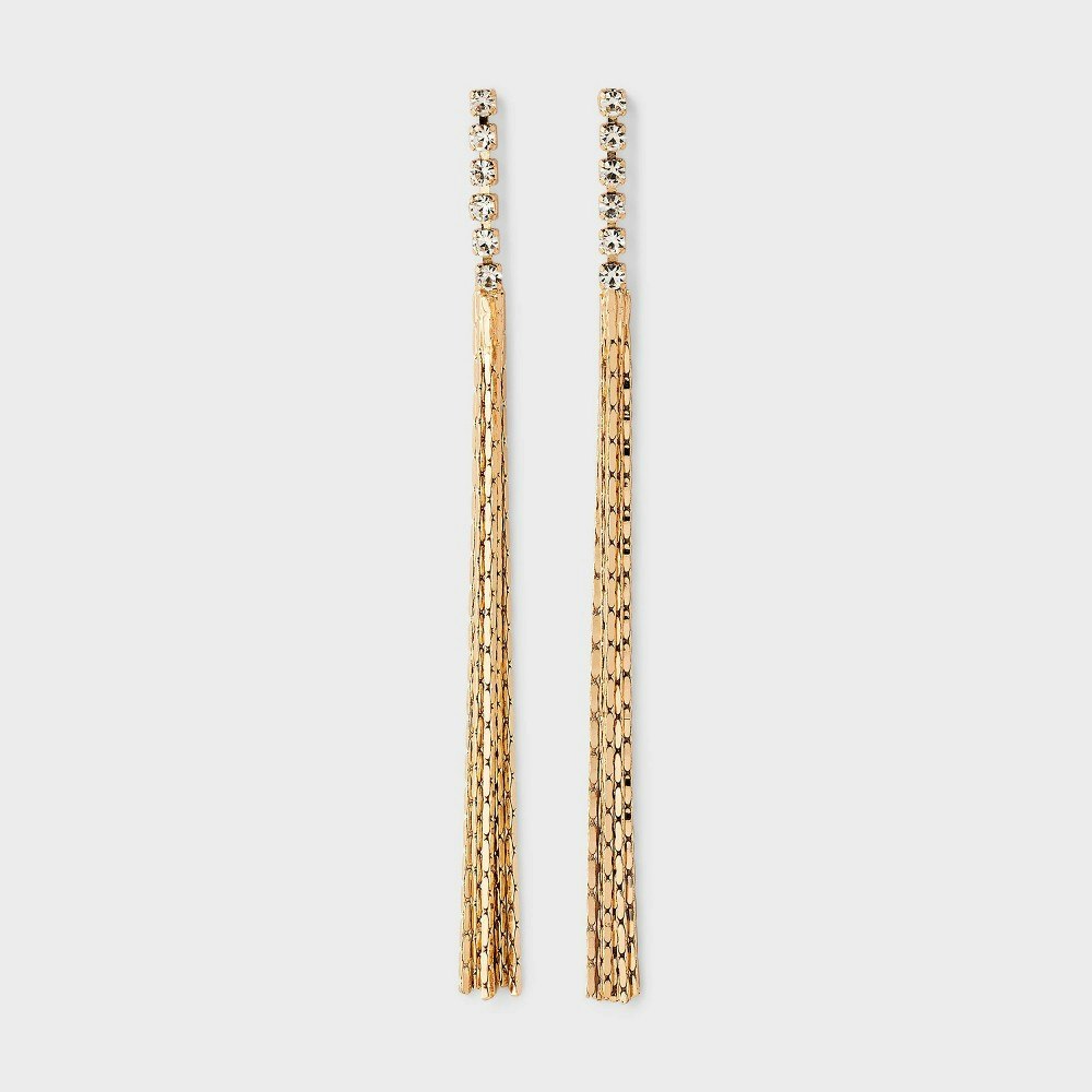 A New Day Pave Post and Fringe Chain Drop Earrings: $12.99 A New Day Pave Post and Fringe Chain Drop Earrings: $12.99