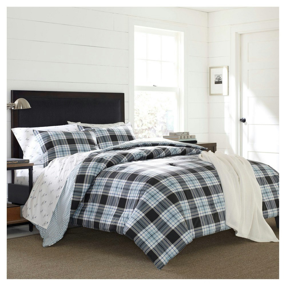 Eddie Bauer Atlantic Blue Lewis Plaid Twin Duvet Set: $63.99