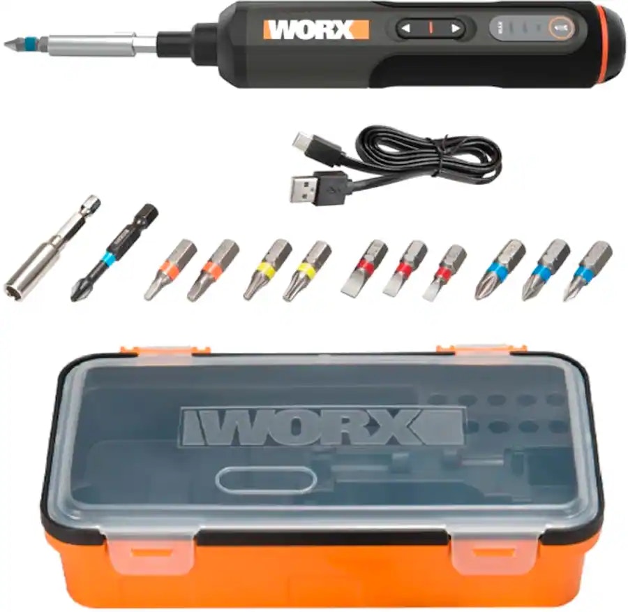 Worx Tools 4V Compact Screwdriver w/ 12 Accessory Bits: $25