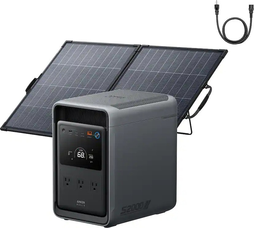 Anker SOLIX S2000 Portable Power Station w/ 200W Bifacial Solar Panel: $870