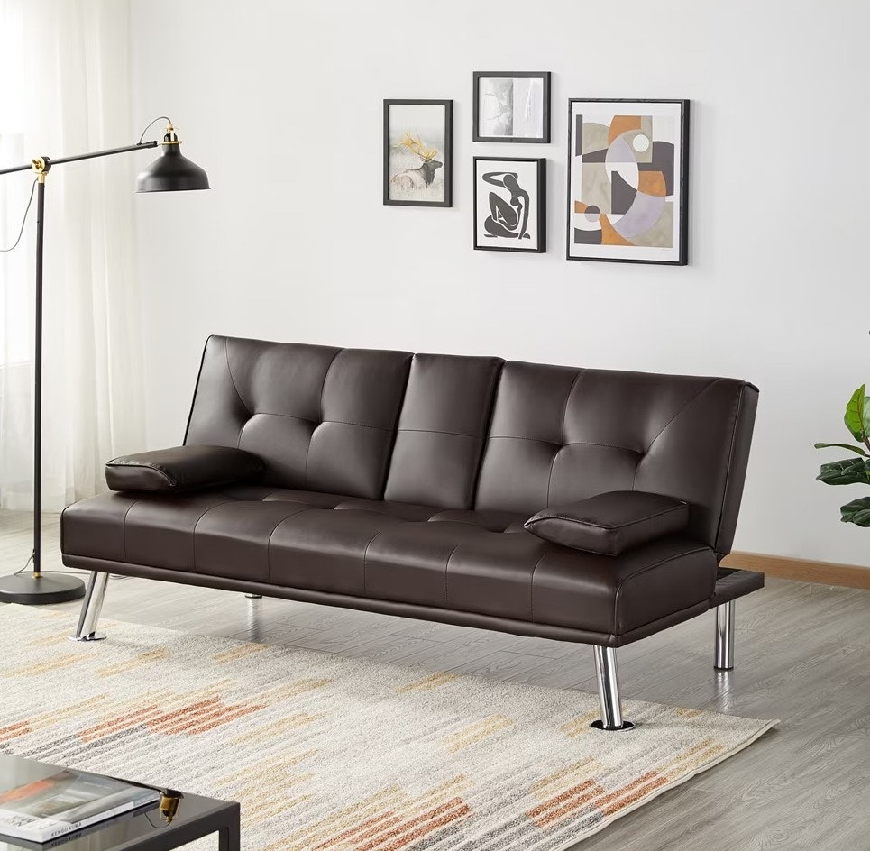 Renwick LuxuryGoods Modern Faux Leather Futon: $63