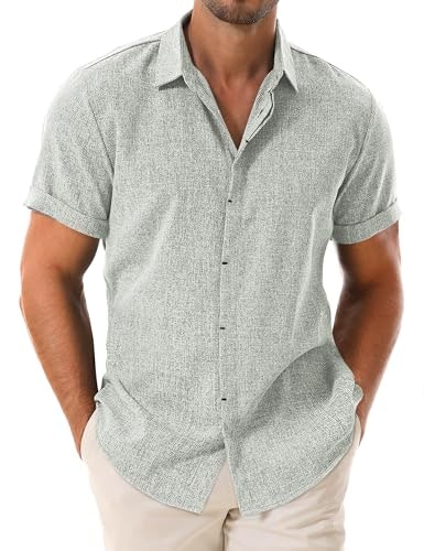 Drazivon Men's Linen Short Sleeve Button Down Shirt: $9.99