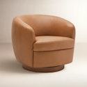 Joss & Main Marcy Genuine Leather Swivel Barrel Chair for $729 + free 2-day delivery