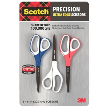 3M Scotch 3-Count 8" Precision Ultra Edge Scissors: $8.89