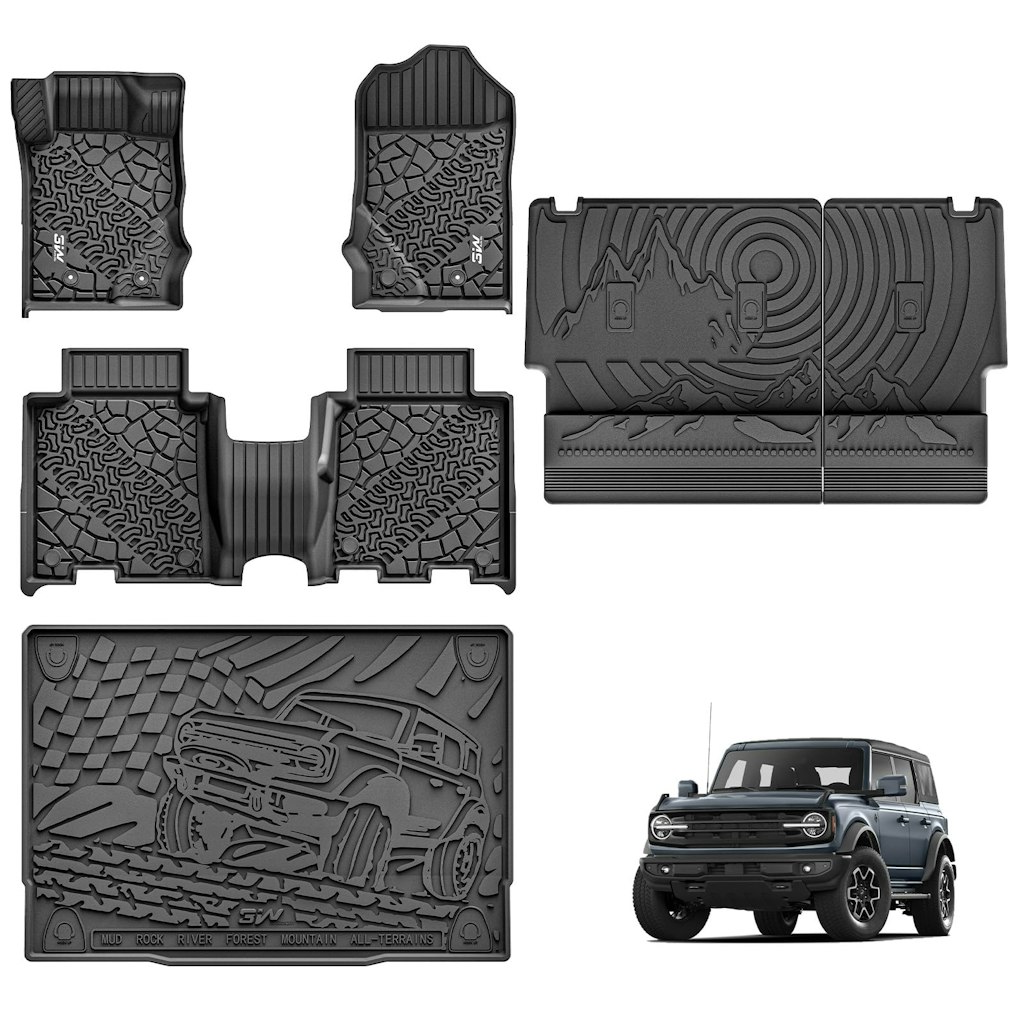 3W Custom Fit Floor Mats for 2021-2026 Ford Bronco 4-Door: $180