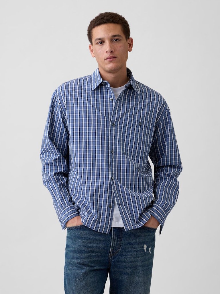Boxy Fit Poplin Shirt: $23.99