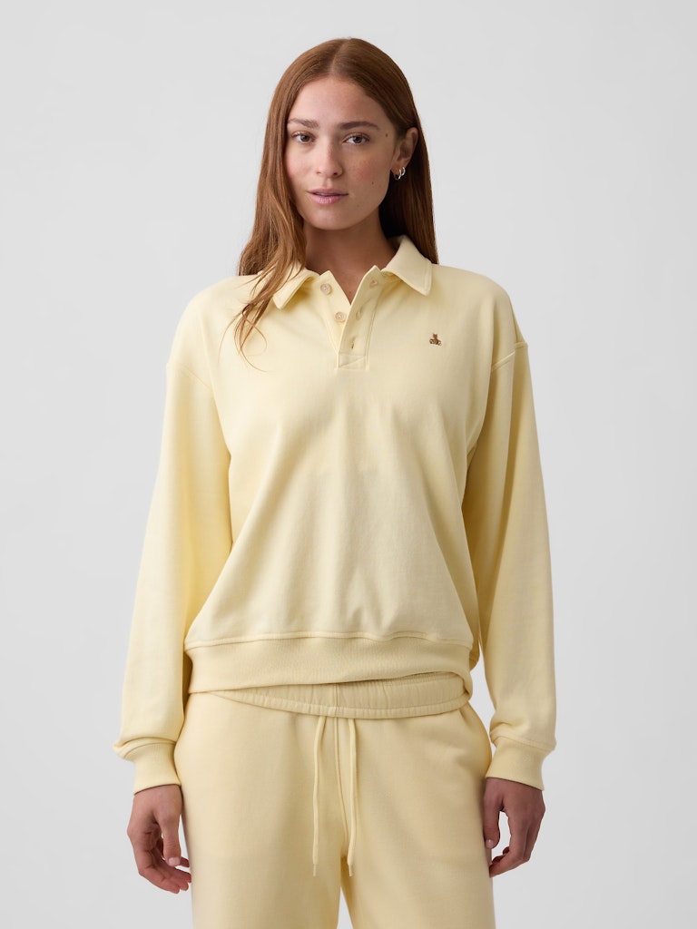 Relaxed Cropped Polo Sweatshirt: $23.99