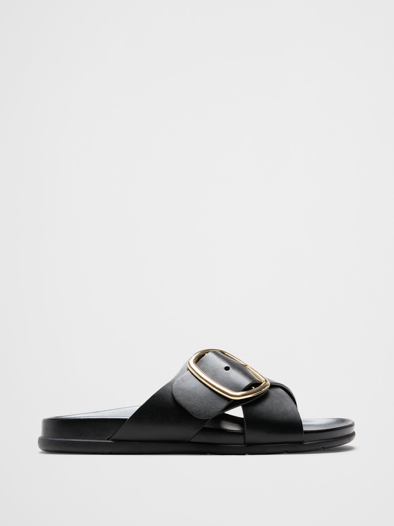 Buckle Crossover Sandal: $65