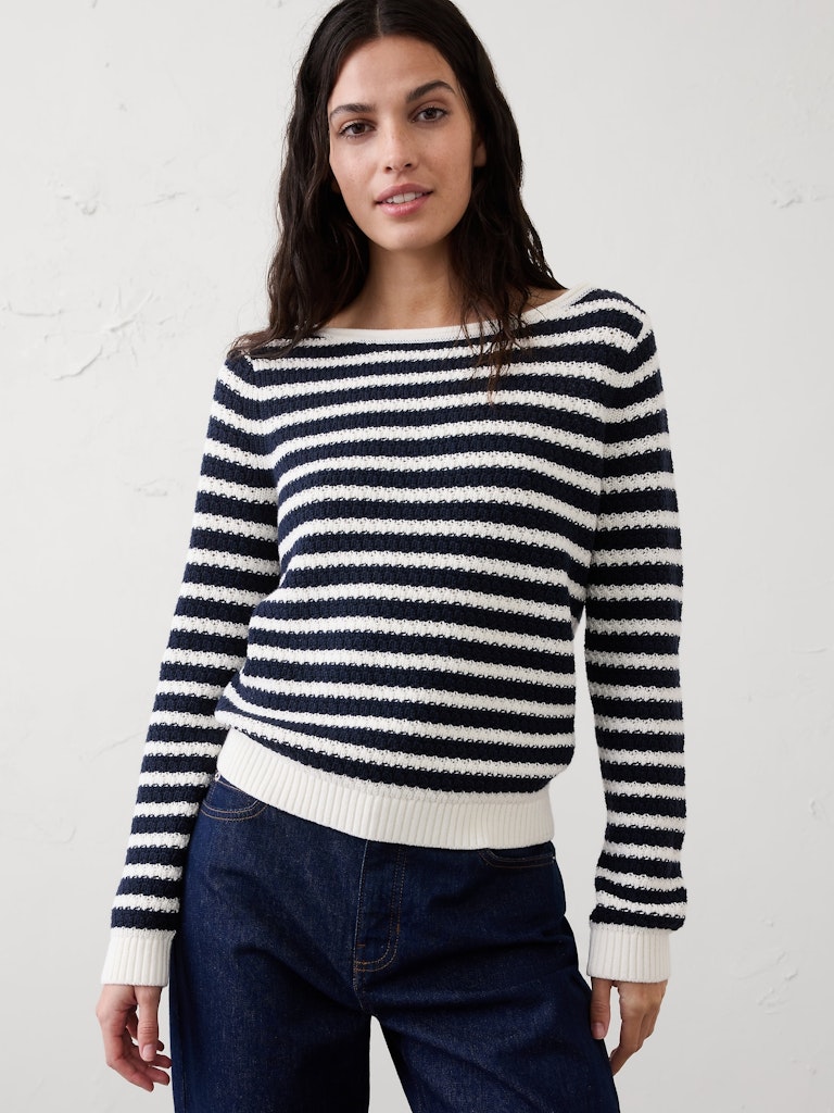 Cotton Boatneck Crochet Sweater: $39.97 Cotton Boatneck Crochet Sweater: $39.97