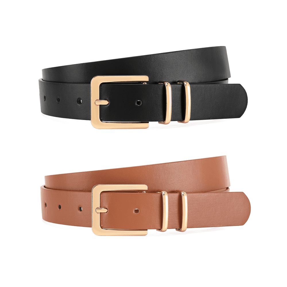 Sendefn Women's Leather Pin Buckle Belt 2-Pack: $13.97