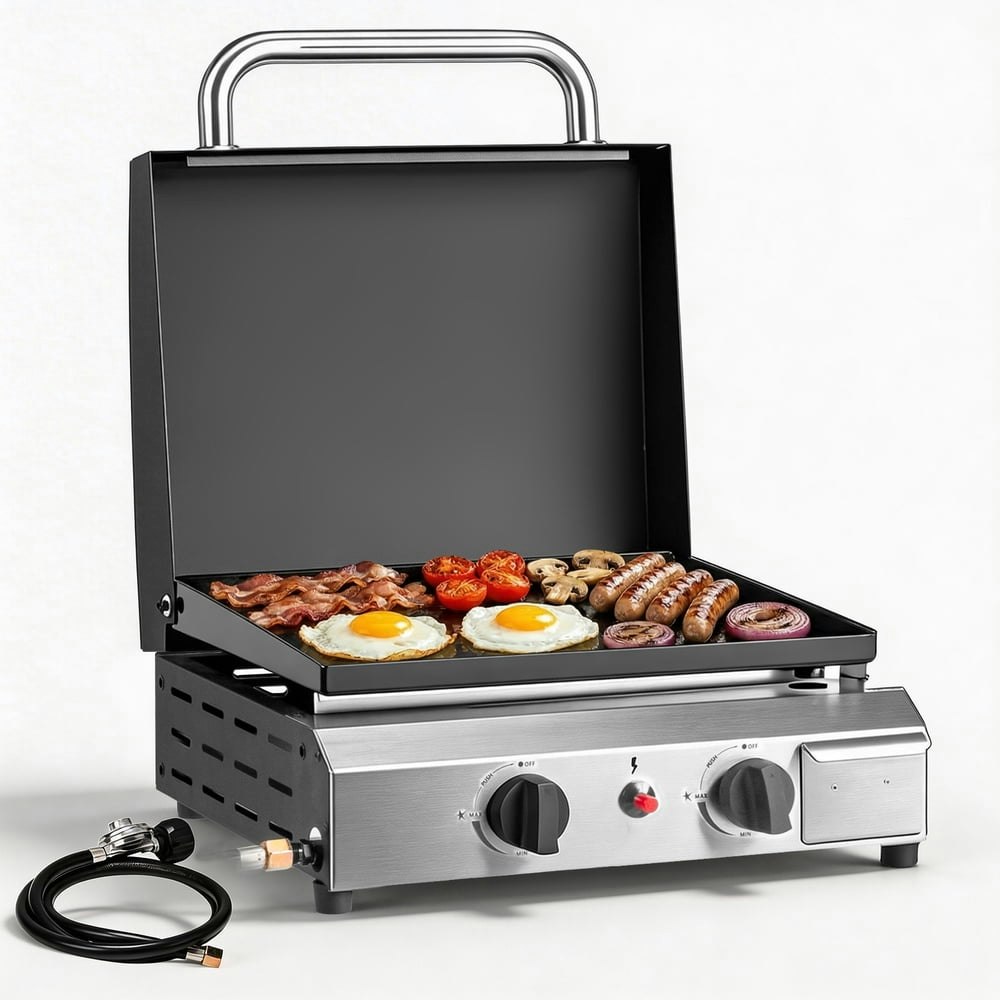 Ktaxon 2-Burner 20,000 BTU Portable Propane Flat Top Griddle: $80.12