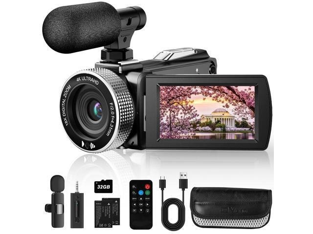 4K Digital Video Camcorder with Wireless Lavalier Microphone and 32GB SD Card: $113.99