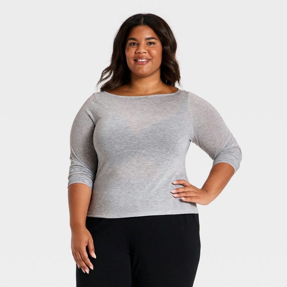 Auden Women's Sheer Boatneck Long Sleeve Sleep Top: $20 Auden Women's Sheer Boatneck Long Sleeve Sleep Top: $20
