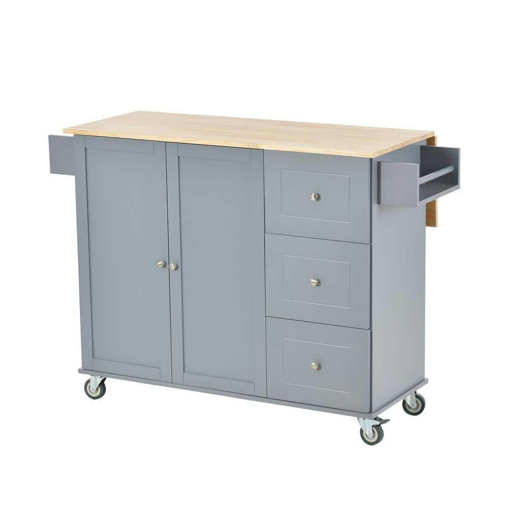 Kitchen Island Rolling Cart with Cabinet and Drawers: $235 Kitchen Island Rolling Cart with Cabinet and Drawers: $235