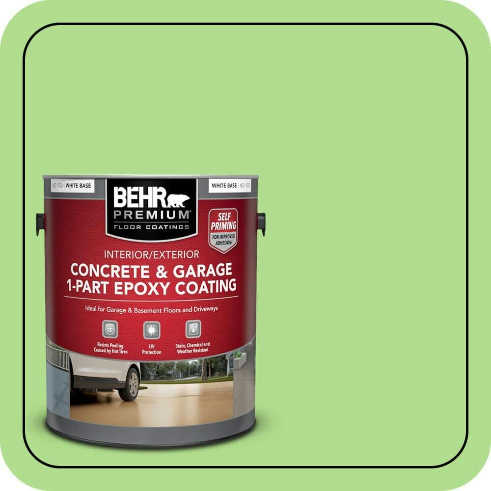 Behr Early Spring 1-Gallon Self-Priming Satin Concrete and Garage Floor Paint: $47.98 Behr Early Spring 1-Gallon Self-Priming Satin Concrete and Garage Floor Paint: $47.98