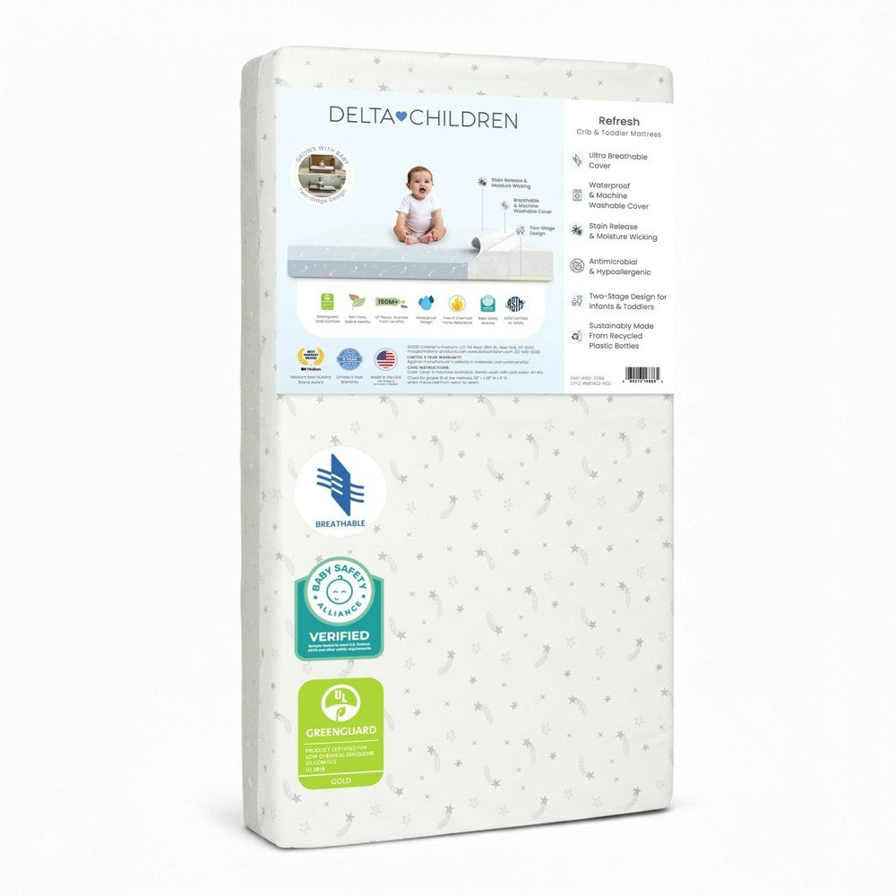 Delta Children Refresh 2-Stage Crib and Toddler Mattress: $79.99 Delta Children Refresh 2-Stage Crib and Toddler Mattress: $79.99