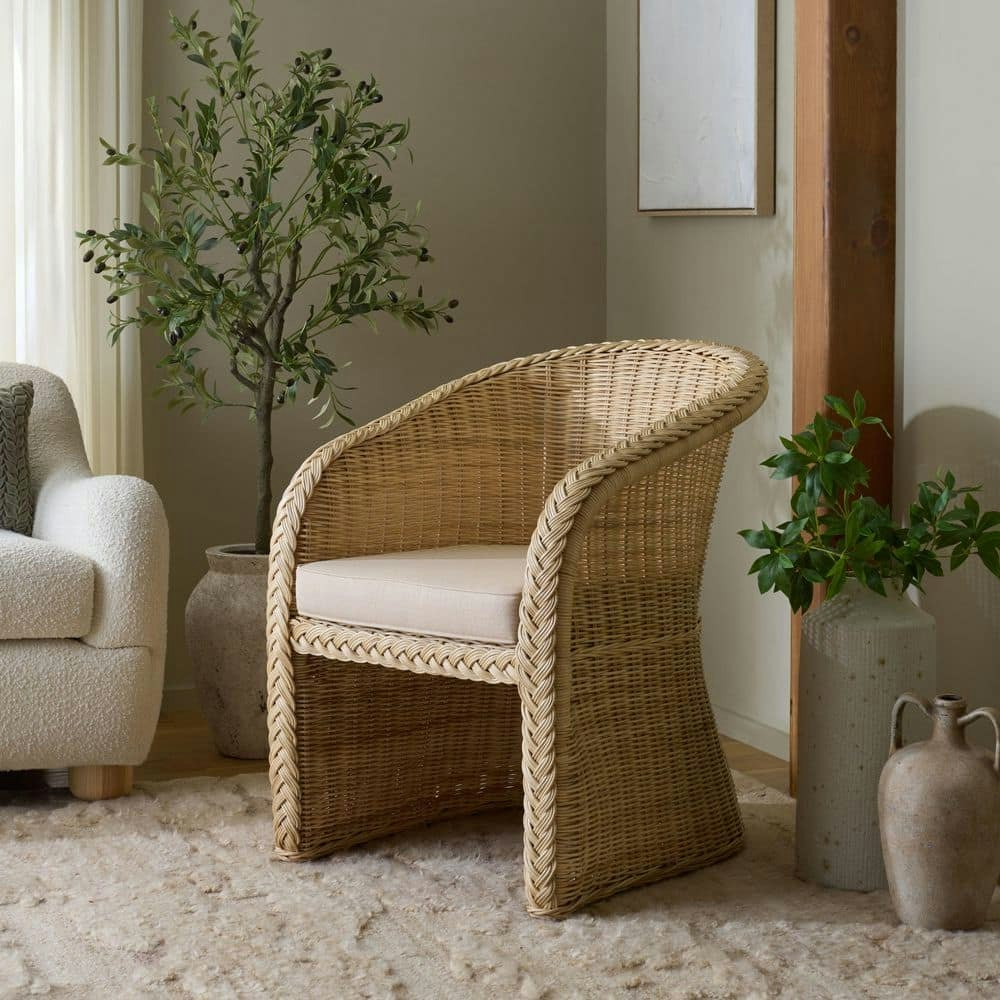 Macintosh Natural and Beige Fabric Armchair: $626 Macintosh Natural and Beige Fabric Armchair: $626