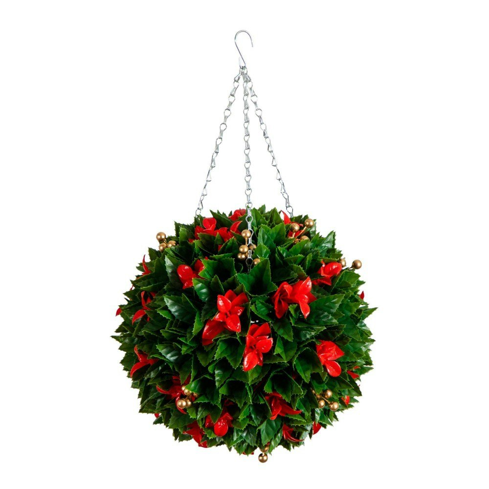 Nearly Natural 15-Inch UV Resistant Artificial Red Tip Photinia Hanging Ball: $42.99 Nearly Natural 15-Inch UV Resistant Artificial Red Tip Photinia Hanging Ball: $42.99