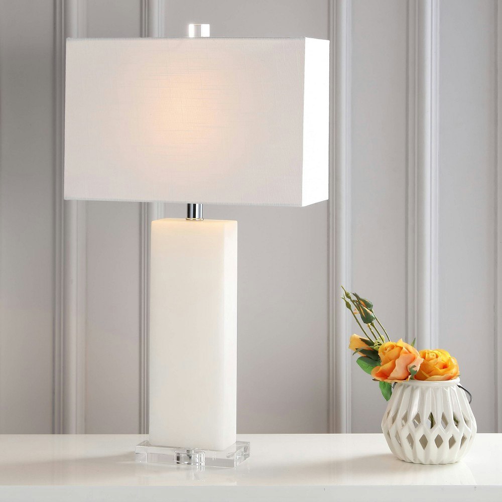 Jonathan Y Tiggie 27-Inch Alabaster Table Lamp with Linen Shade: $112.99